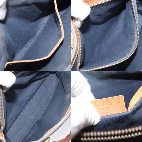 CELINE C Macadam Canvas Hand Bag Suede Gray Gold - Picture 12 of 12